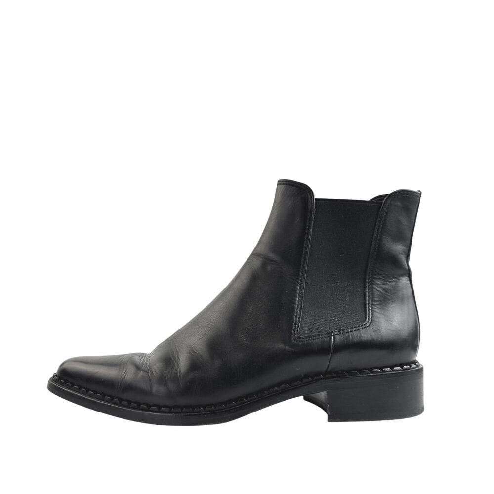 Vince Women's Black Leather Pointed Toe Slip On Ankle Chelsea Boots Size 6.5